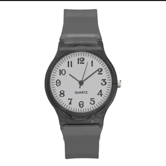 Round Easy Read Watch Simple Transparent Strap Electronic Watch Trendy ..NWT - Picture 1 of 4